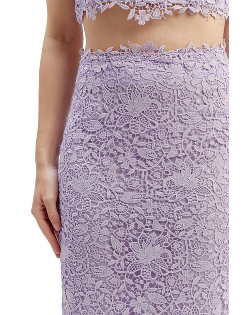 Bardot Purple Mariah High Waist Lace Maxi Skirt