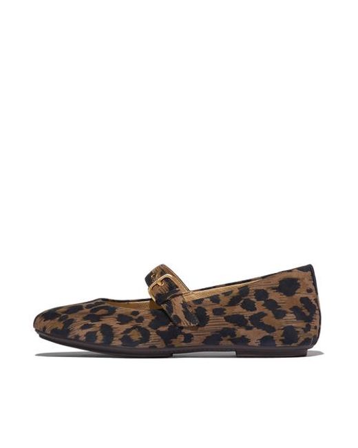 Fitflop Brown Delicato Leopard Suede Mary Janes