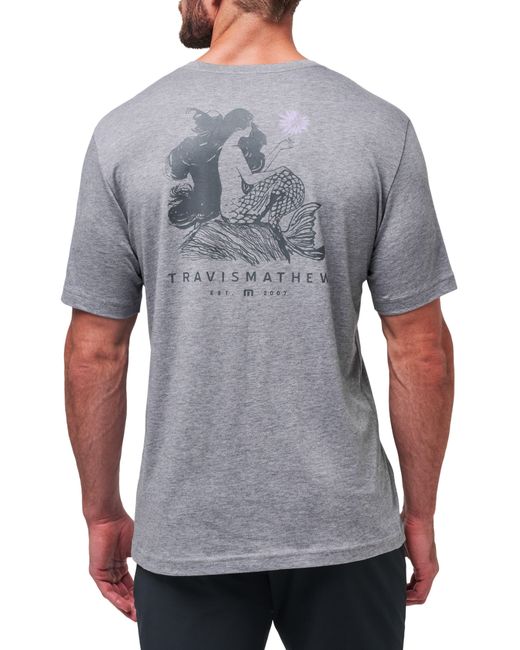 Travis Mathew Gray Mermaid Caves Heathered Graphic T-shirt for men