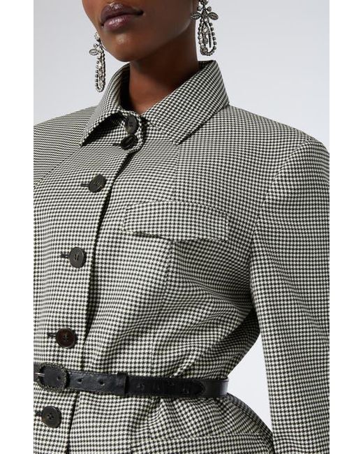 Marina Rinaldi Gray Teglia Houndstooth Virgin Wool Twill Jacket