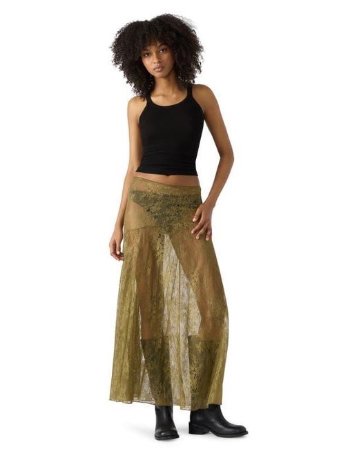 Steve Madden Green Veera Lace Maxi Skirt