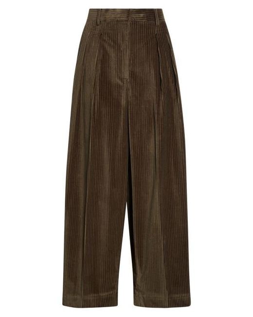 Altuzarra Brown Dash Pleated Barrel Leg Crop Pants