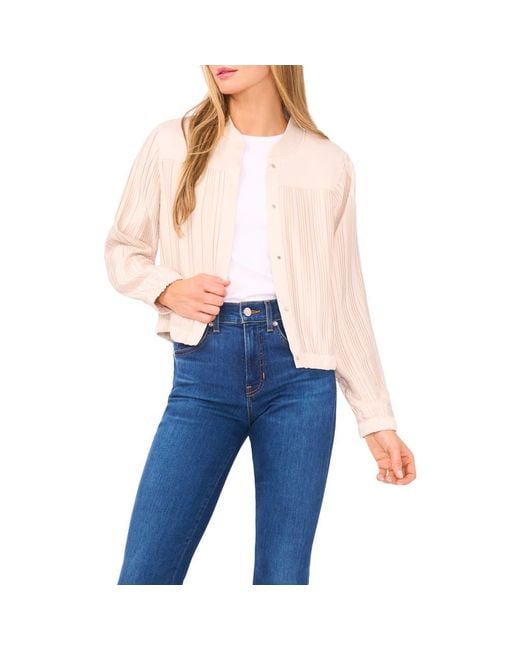 Halogen® Blue Pleated Bomber Jacket