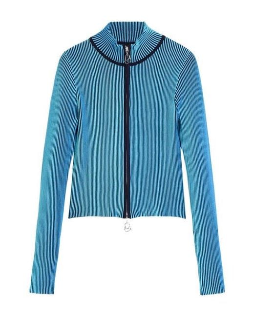 Desigual Blue Front Zip Rib Jacket