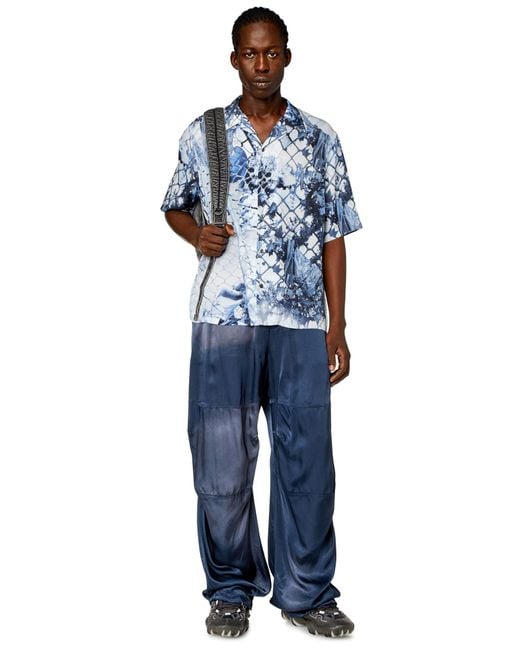 DIESEL Blue Diesel Bristol Camouflower Short Sleeve Camp Shirt for men