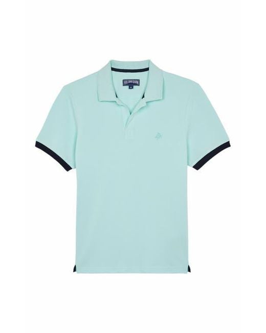 Vilebrequin Blue Solid Cotton Polo for men