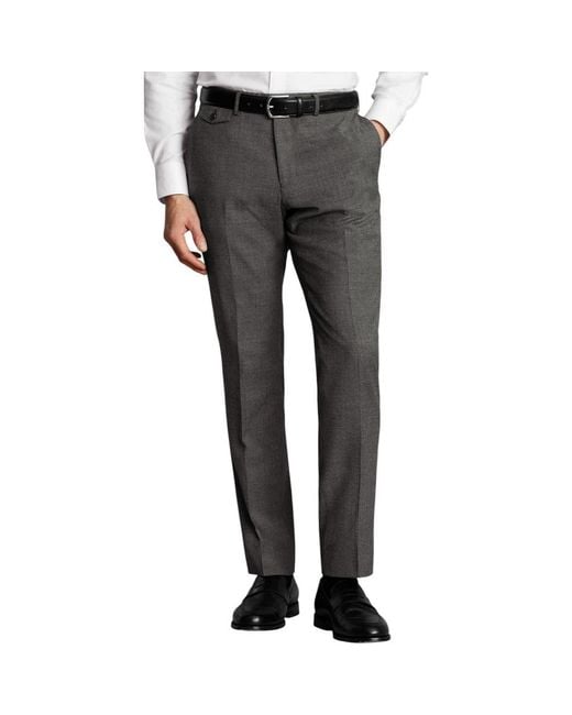 Charles Tyrwhitt Gray Stretch Wool Trousers for men