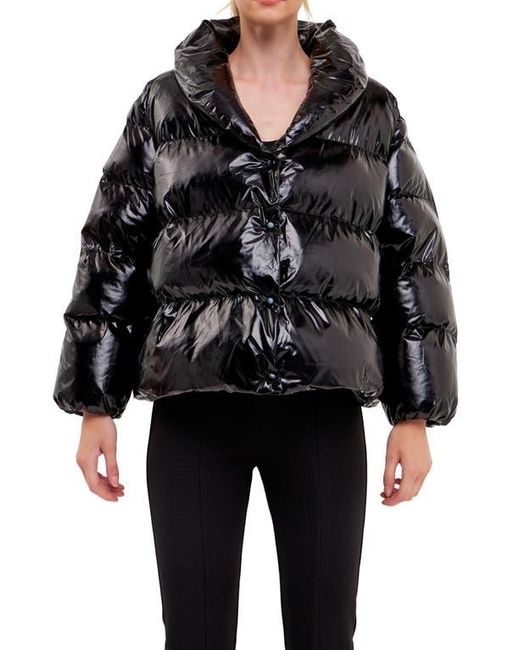 Endless Rose Black Belted Puffer Jacket