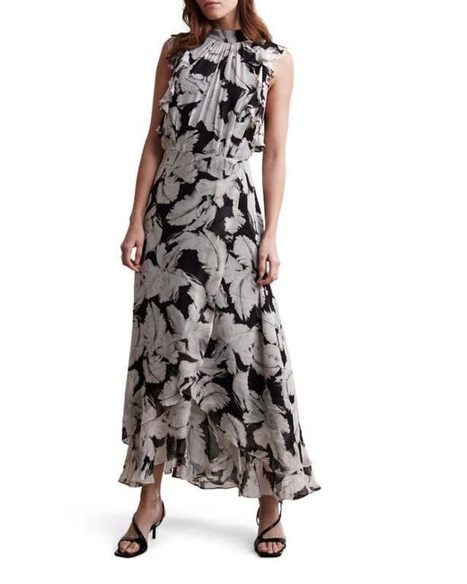 Mint Velvet White Feather Print Midi Dress