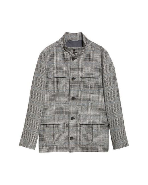 Herno Gray Glen Plaid Wool Blend Field Jacket for men