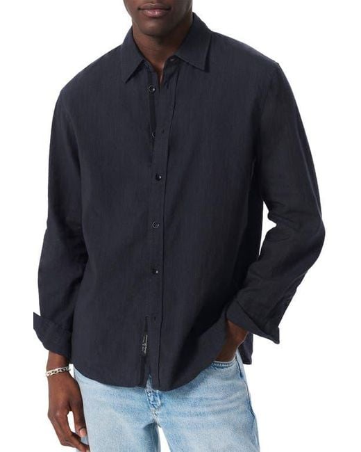 Rag & Bone Men's Blue Finch Linen Blend Button-Up Shirt