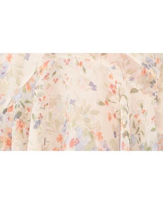 Cece Multicolor Floral Ruffle Chiffon High-low Dress