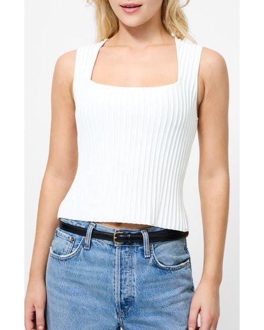 French Connection White Ottoman Crinkle Sleeveless Top