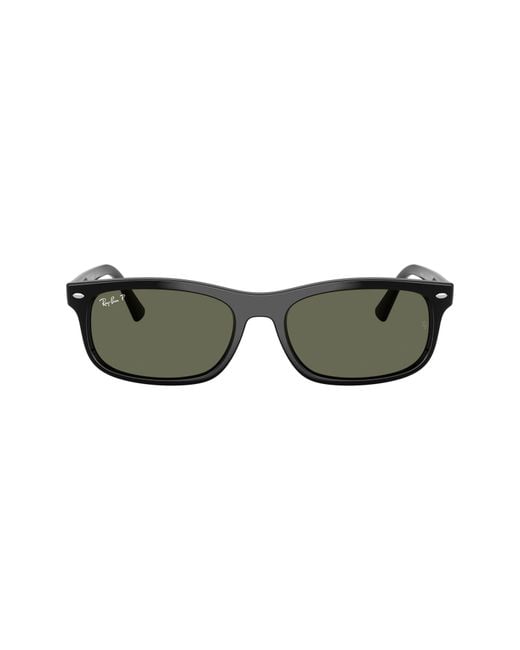 Ray-Ban Brown 60Mm Polarized Rectangular Sunglasses