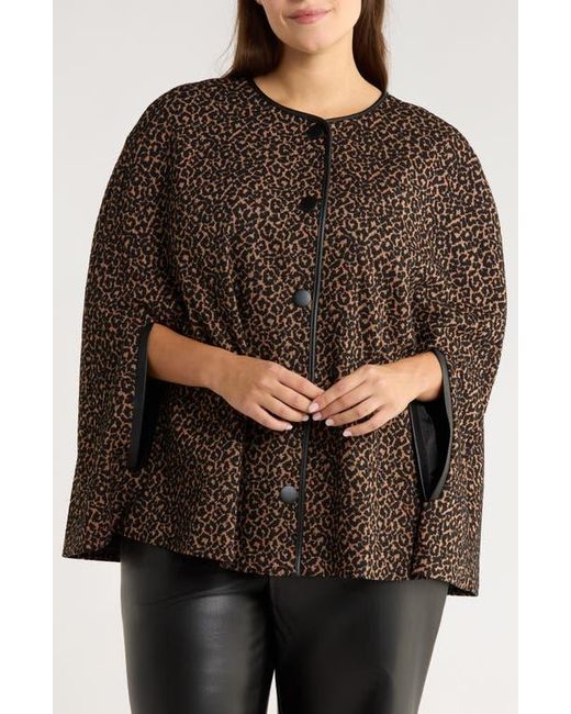 Kasper Brown Leopard Jacquard Cape