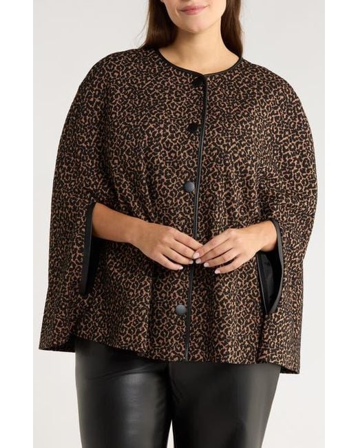 Kasper Brown Leopard Jacquard Cape