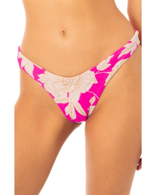 Maaji Pink Splendour Floral Duo High Cut Reversible Bikini Bottoms