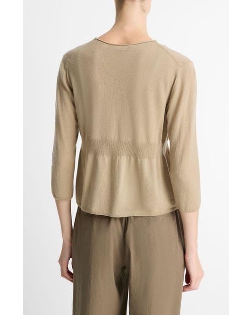 Vince Natural One Button Wool Blend Cardigan