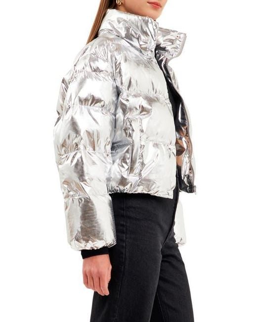 Grey Lab White Crop Puffer Jacket