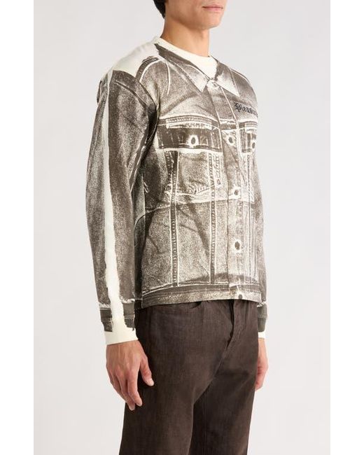 Pleasures Brown Trucker Trompe L'Oeil Print Heavyweight Long Sleeve Graphic T-Shirt for men