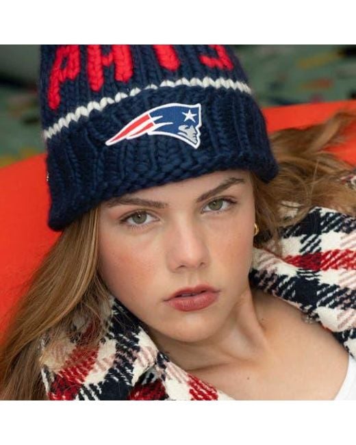 Lele Sadoughi Blue Pats Nfl Beanie With Yarn Pom Pom