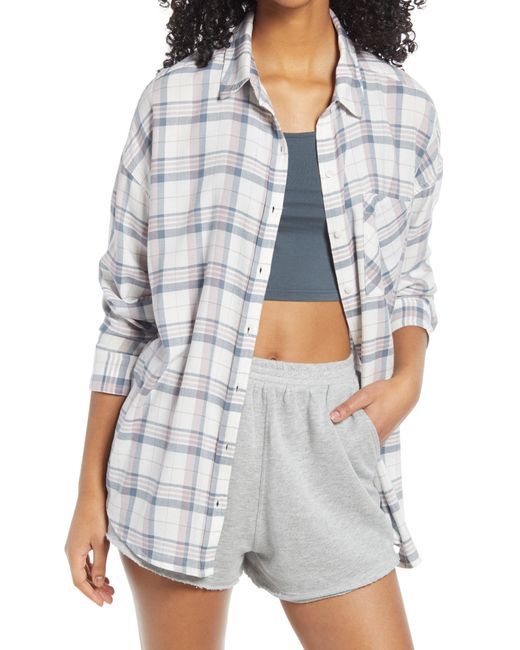 BP. Plaid Flannel Shirt in Gray Lyst