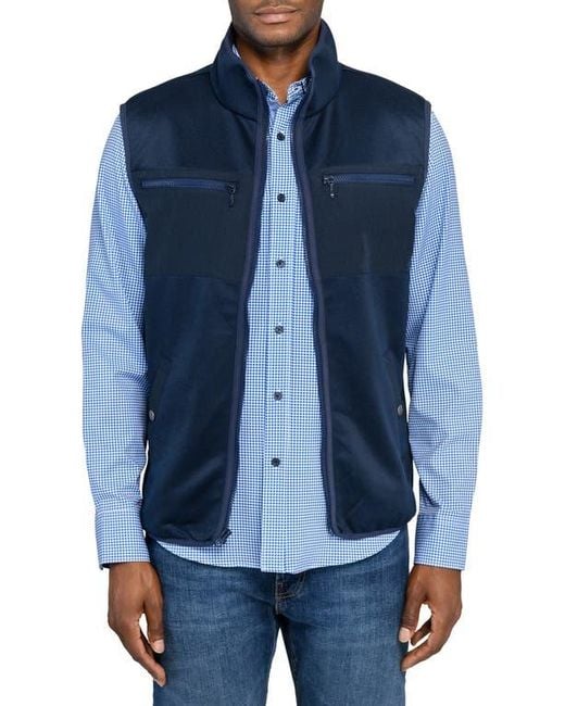 Con.struct Blue Solid Fleece Vest for men