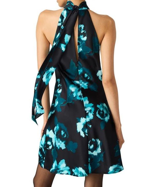 Steve Madden Lara Floral Print Mini Halter Dress in Blue | Lyst