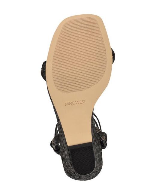 Nine West Black Nashy Ankle Strap Espadrille Wedge Sandal