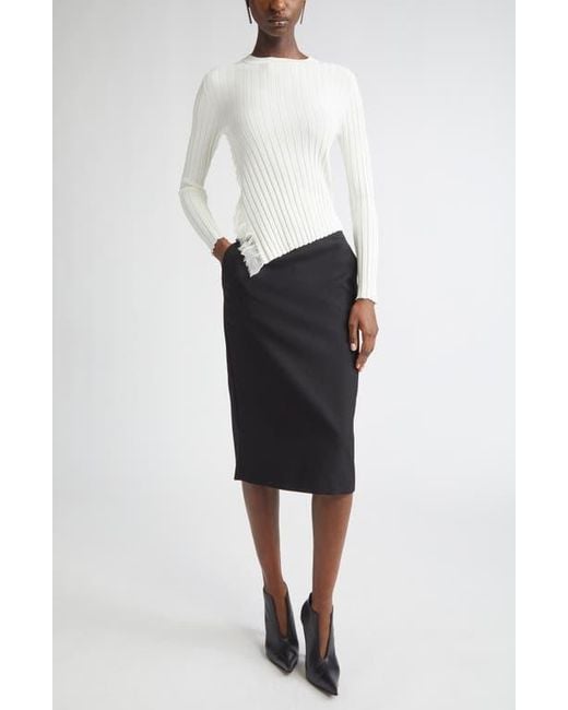 Alexander McQueen Black Back Button Wool Gabardine Pencil Skirt