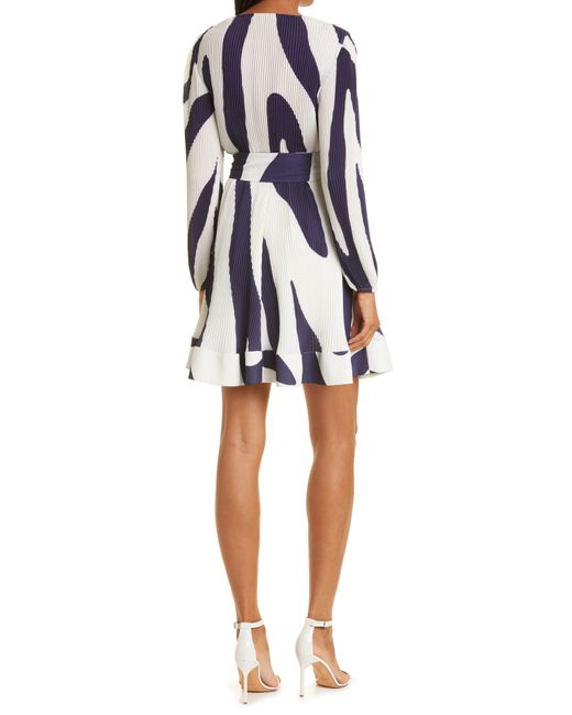 MILLY Multicolor Liv Abstract Zebra Print Long Sleeve Dress