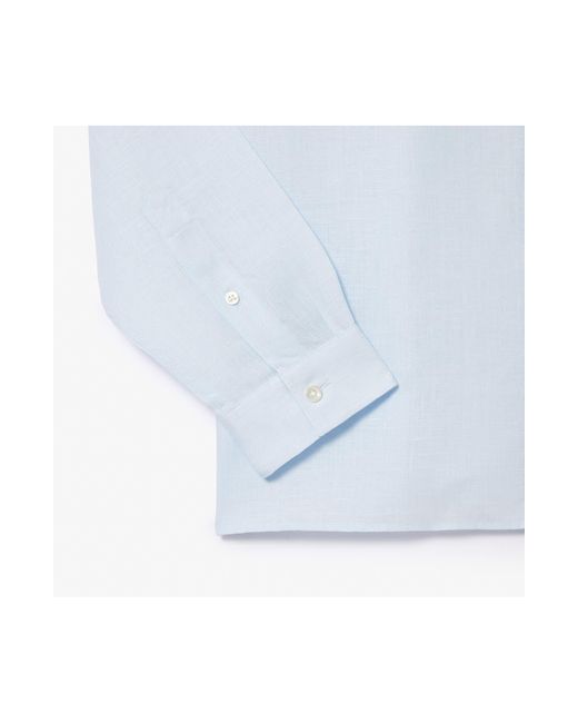 Lacoste White Regular Fit Linen Button-down Shirt for men