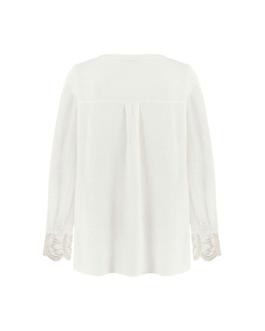 Nocturne White Stone Embroidered Blouse