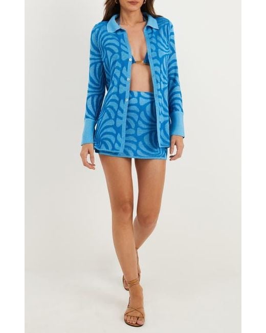 ViX Blue Lara Jacquard Cover-Up Miniskirt