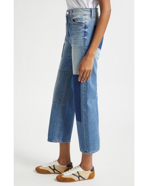 Veronica Beard Blue Dylan Patchwork Straight Leg Jeans