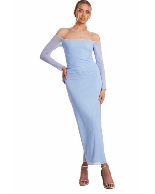 Quiz Blue Bardot Mesh Maxi