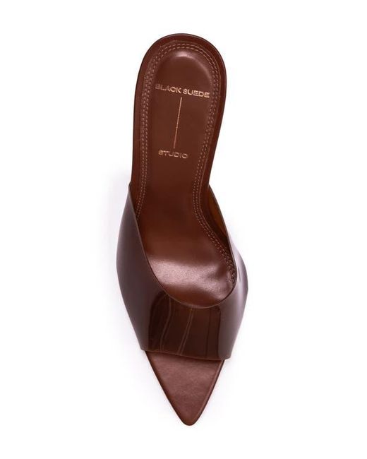 Black Suede Studio Brown Belle Open Toe Pump