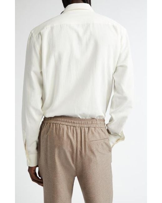 De Bonne Facture White Artist Cotton & Hemp Button-Up Shirt for men