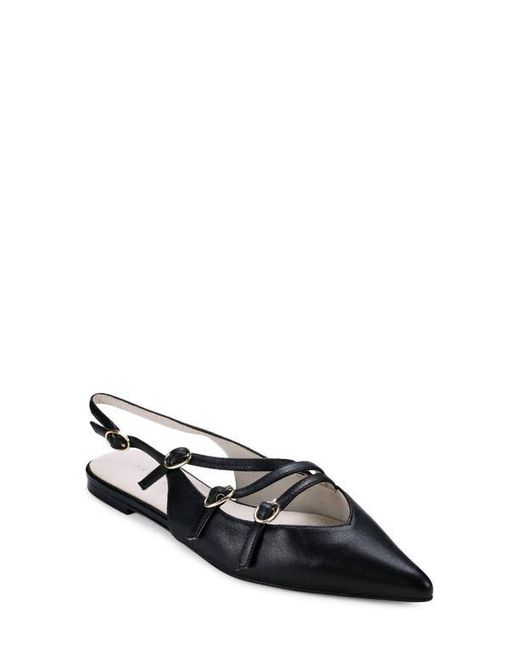 Yosi Samra Black Ava Slingback Pointed Toe Flat