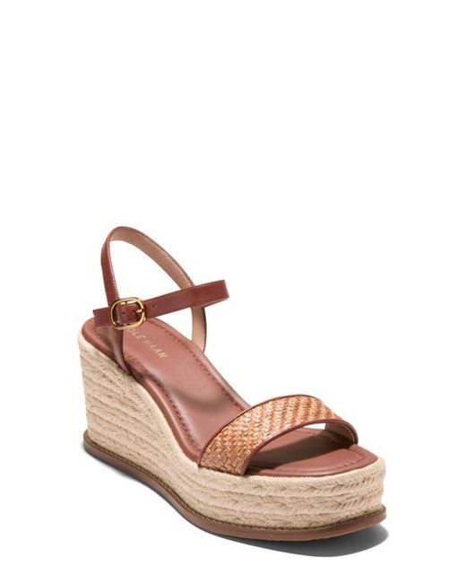 Cole Haan Pink Keeton Cloudfeel Espadrille Ankle Strap Platform Wedge Sandal