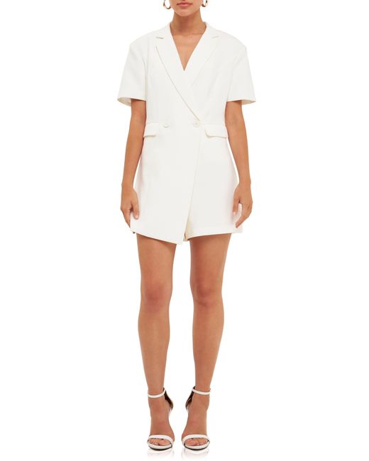 Endless Rose White Double Breasted Blazer Romper