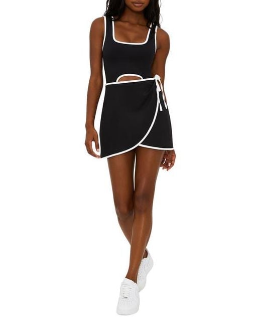 Beach Riot Black Astrid Contrast Binding Faux Wrap Minidress