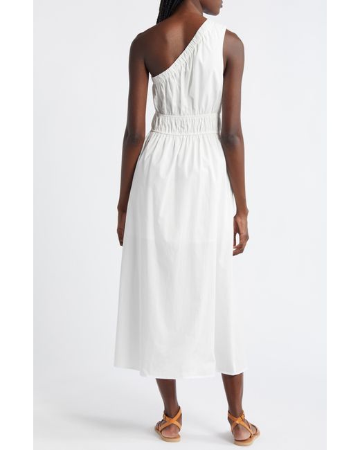 Rails White Selani One-shoulder Cotton Blend Midi Dress