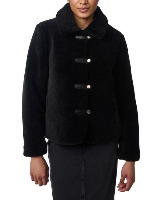 Bernardo Black Short Faux Shearling Coat