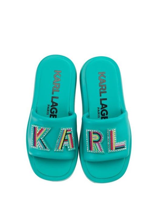 Karl Lagerfeld Blue Opal Platform Slide Sandal