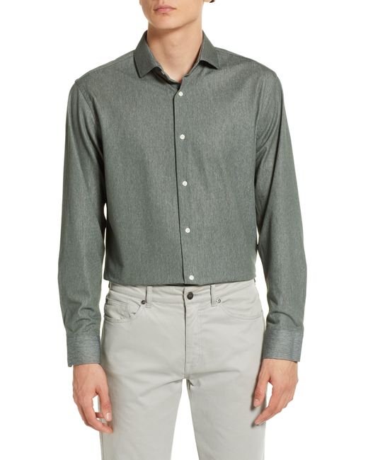 Nordstrom Gray Trim Fit Non-iron Flexweave Dress Shirt for men