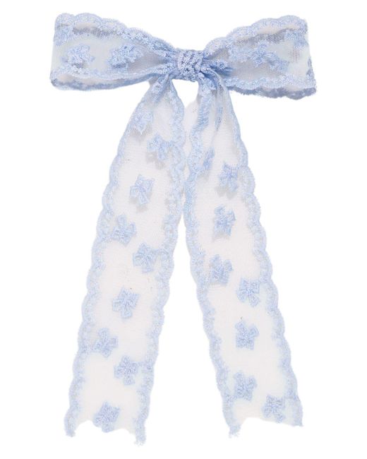 petit moments Blue Scalloped Lace Hair Bow