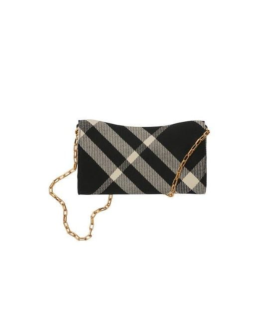 【BURBERRY】ROCKING HORSE チェーンストラップ 長財布 Rocking Horse Chain Strap Wallet​ in Black - Women