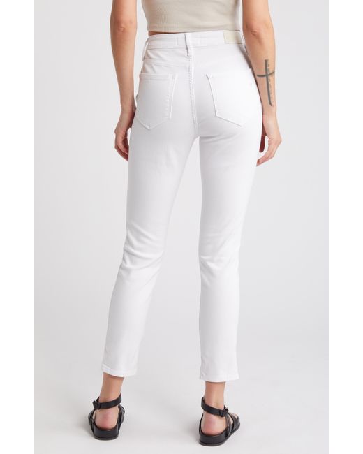 Hidden Jeans White Exposed Button High Waist Fray Hem Skinny Jeans