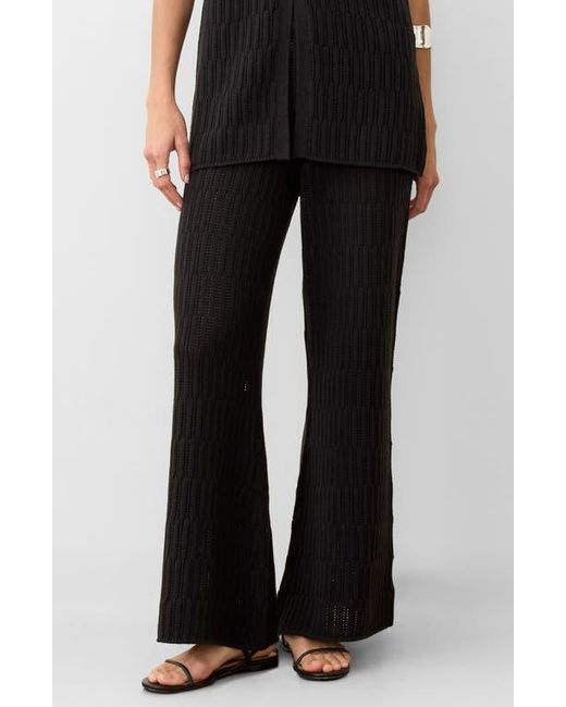 Marine Layer Black Ray Open Stitch Wide Leg Sweater Pants